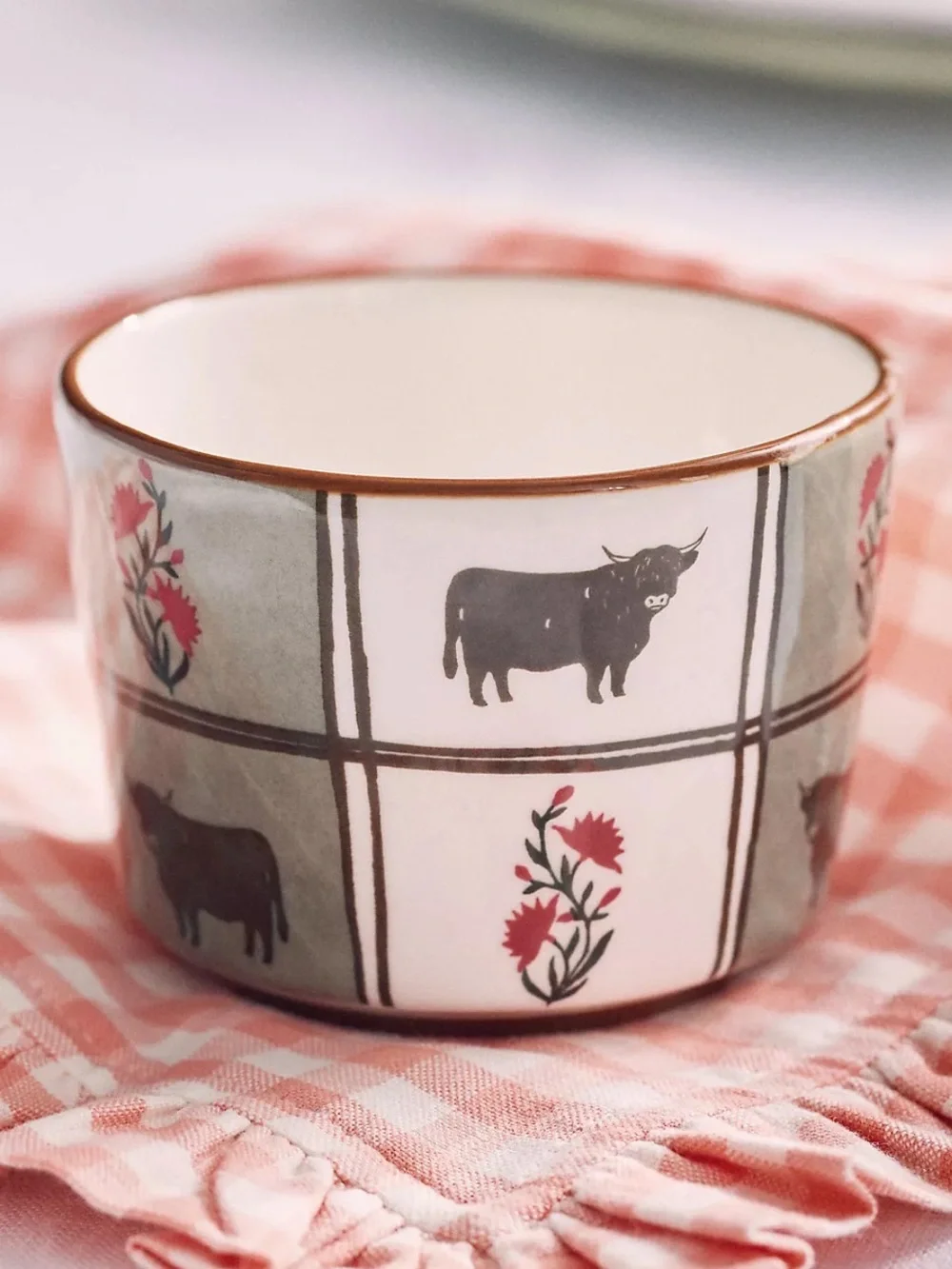 Anthropologie Stoneware Millie Highland Cow Berry Basket